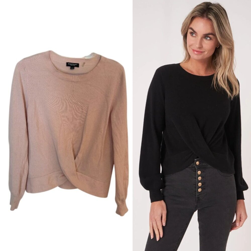 Repeat Cashmere Sweater with Twisted Hem Size Small organic pink 45739